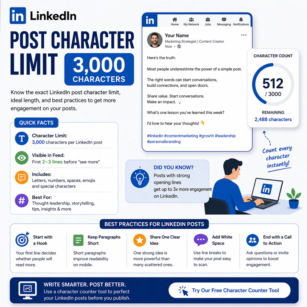 linkedin post character limit infographic